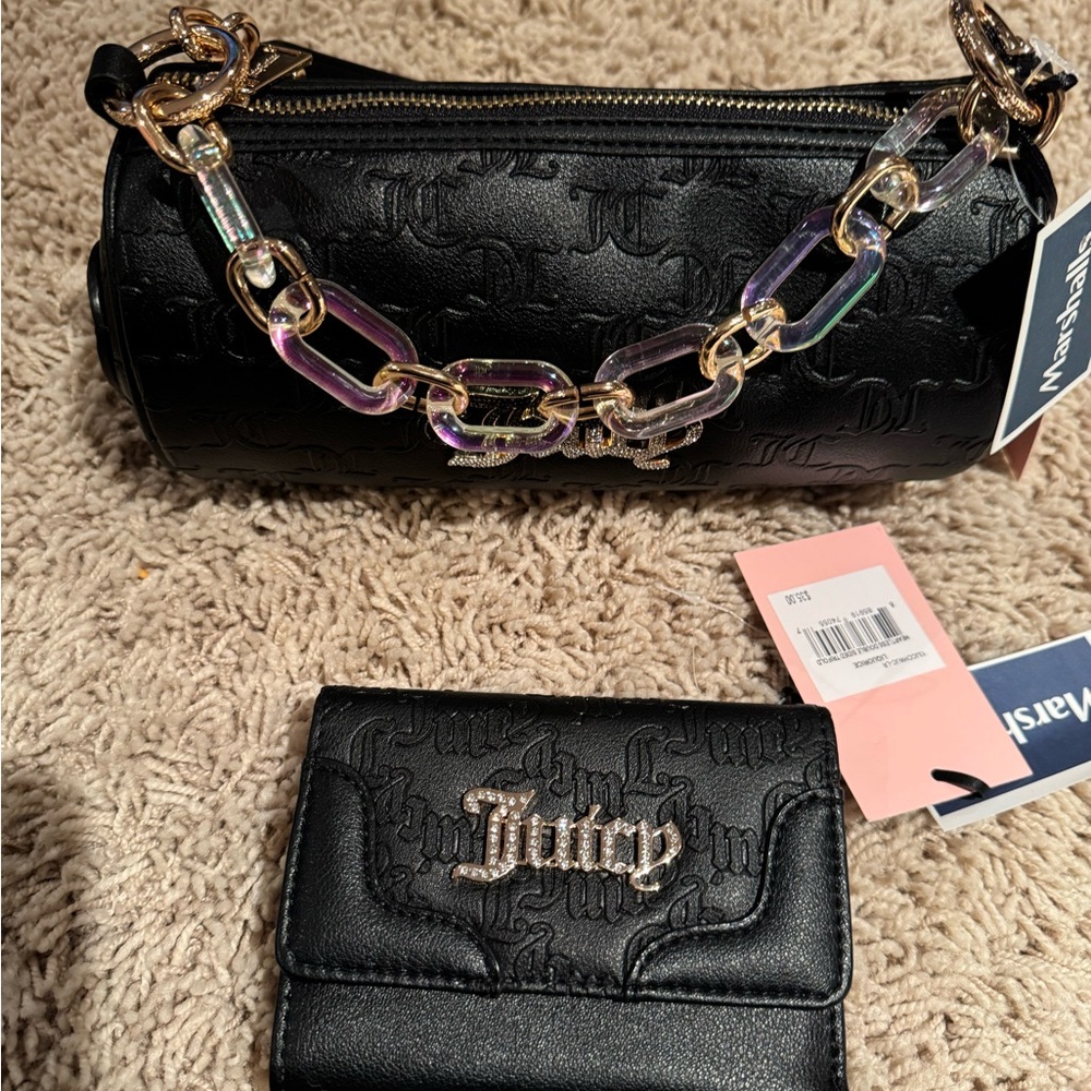 Adorable Juicy Couture Bling Bling barrel bag with matching wallet